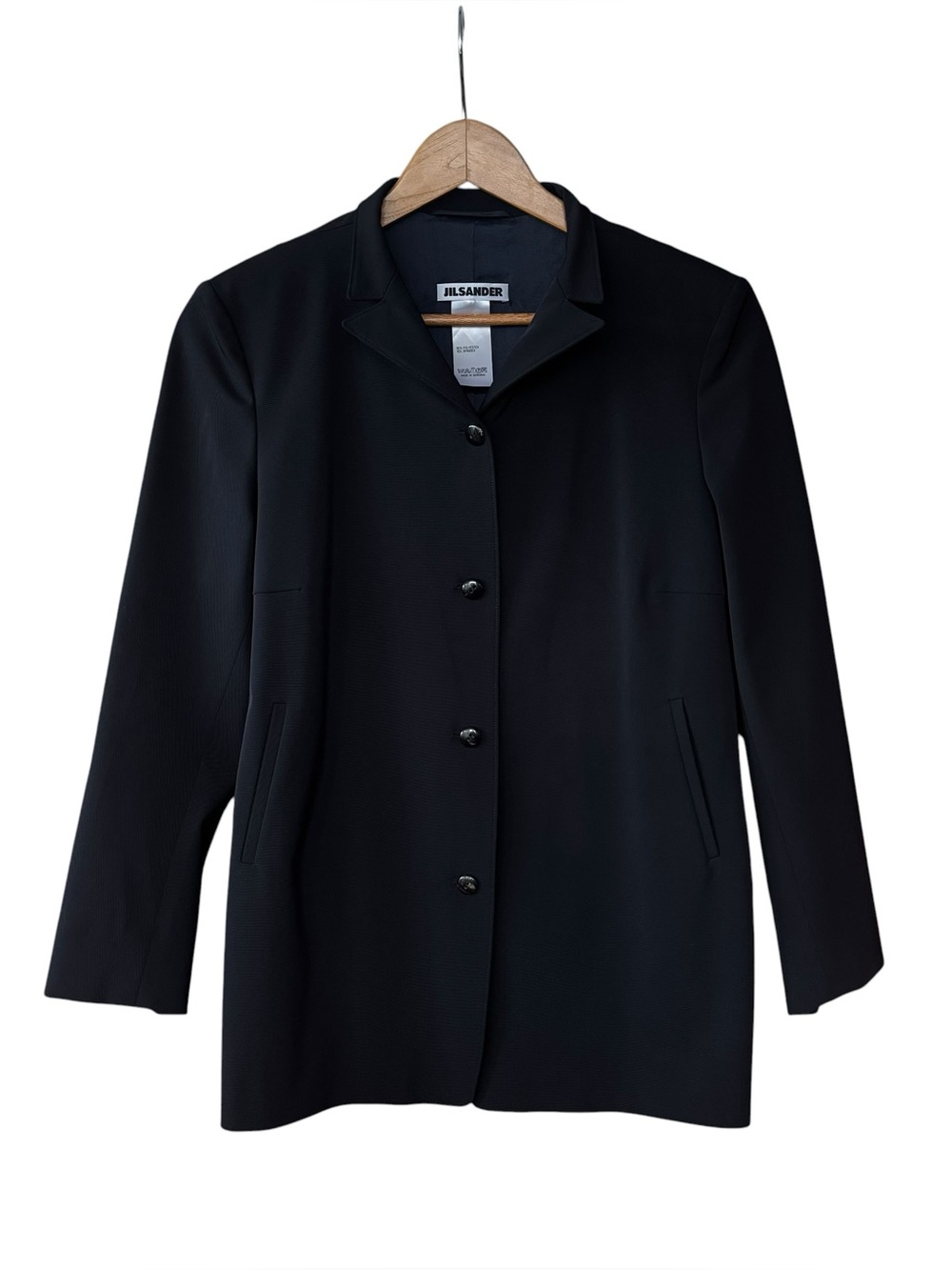 Jil Sander Black 4 Button Blazer Jacket Lycra Blend Stretch Fabric Sz 40 Germany